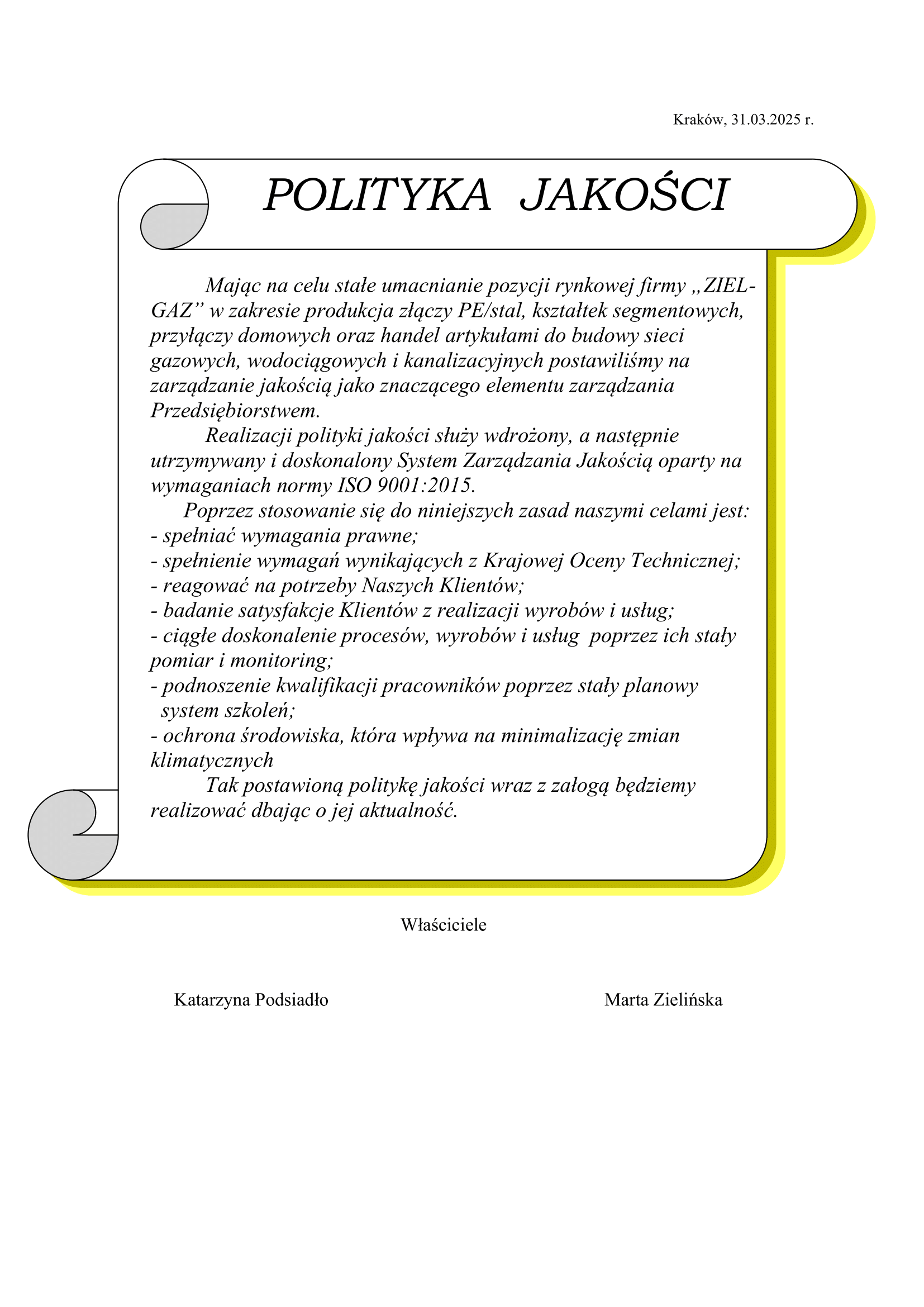 Polityka Jakości ziel Gaz 2025031 bez podpisow 1